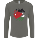 Torn Jordan Flag Jordanian Day Football Mens Long Sleeve T-Shirt Charcoal