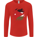 Torn Jordan Flag Jordanian Day Football Mens Long Sleeve T-Shirt Red