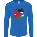 Torn Jordan Flag Jordanian Day Football Mens Long Sleeve T-Shirt Royal Blue