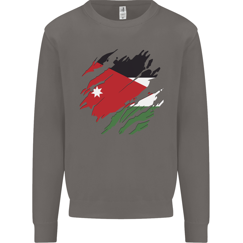 Torn Jordan Flag Jordanian Day Football Mens Sweatshirt Jumper Charcoal