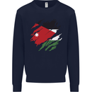 Torn Jordan Flag Jordanian Day Football Mens Sweatshirt Jumper Navy Blue