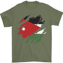 Torn Jordan Flag Jordanian Day Football Mens T-Shirt 100% Cotton Military Green