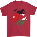 Torn Jordan Flag Jordanian Day Football Mens T-Shirt 100% Cotton Red