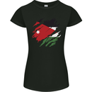 Torn Jordan Flag Jordanian Day Football Womens Petite Cut T-Shirt Black