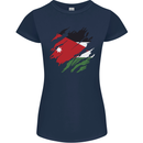 Torn Jordan Flag Jordanian Day Football Womens Petite Cut T-Shirt Navy Blue