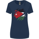 Torn Jordan Flag Jordanian Day Football Womens Wider Cut T-Shirt Navy Blue