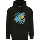 Torn Kazakhstan Flag Kazakh Day Football Childrens Kids Hoodie Black