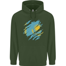 Torn Kazakhstan Flag Kazakh Day Football Childrens Kids Hoodie Forest Green
