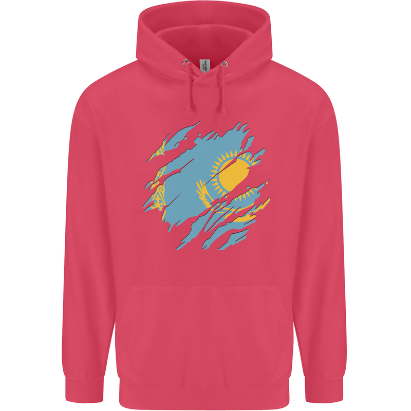 Torn Kazakhstan Flag Kazakh Day Football Childrens Kids Hoodie Heliconia