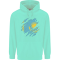Torn Kazakhstan Flag Kazakh Day Football Childrens Kids Hoodie Peppermint