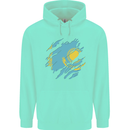Torn Kazakhstan Flag Kazakh Day Football Childrens Kids Hoodie Peppermint