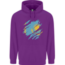 Torn Kazakhstan Flag Kazakh Day Football Childrens Kids Hoodie Purple