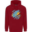 Torn Kazakhstan Flag Kazakh Day Football Childrens Kids Hoodie Red