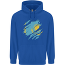 Torn Kazakhstan Flag Kazakh Day Football Childrens Kids Hoodie Royal Blue