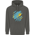Torn Kazakhstan Flag Kazakh Day Football Childrens Kids Hoodie Storm Grey