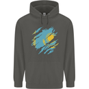 Torn Kazakhstan Flag Kazakh Day Football Childrens Kids Hoodie Storm Grey