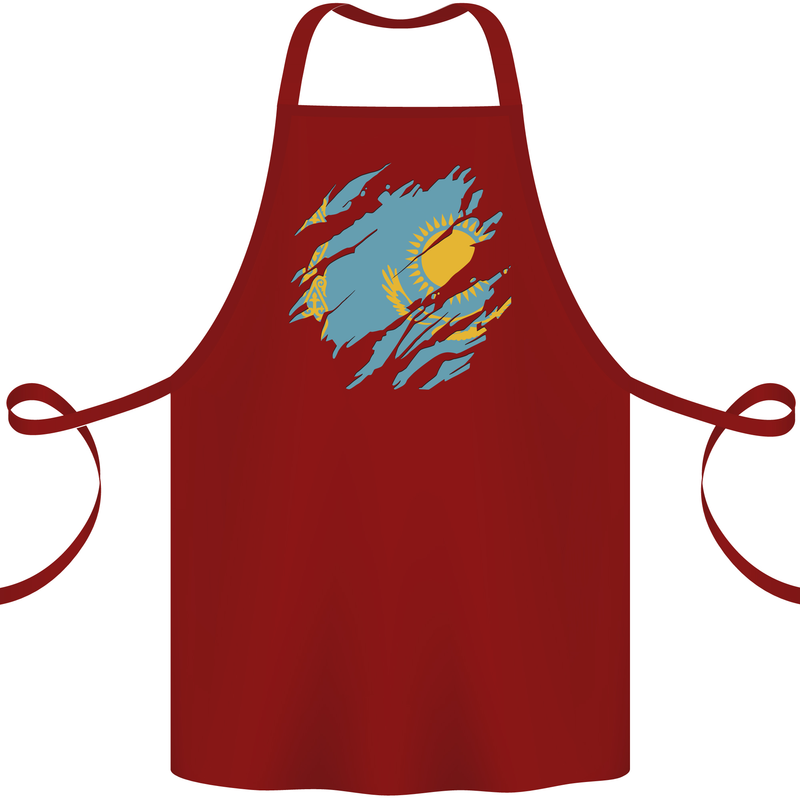 Torn Kazakhstan Flag Kazakh Day Football Cotton Apron 100% Organic Maroon