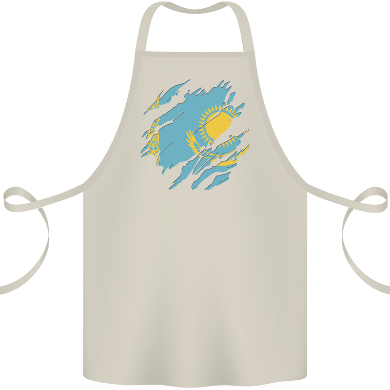 Torn Kazakhstan Flag Kazakh Day Football Cotton Apron 100% Organic Natural