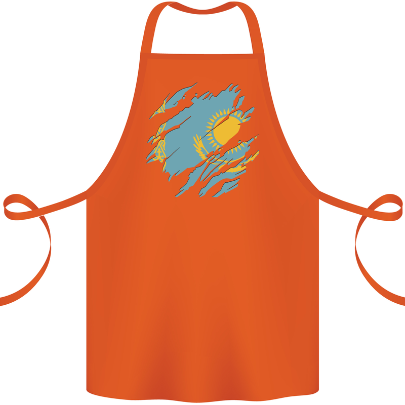 Torn Kazakhstan Flag Kazakh Day Football Cotton Apron 100% Organic Orange