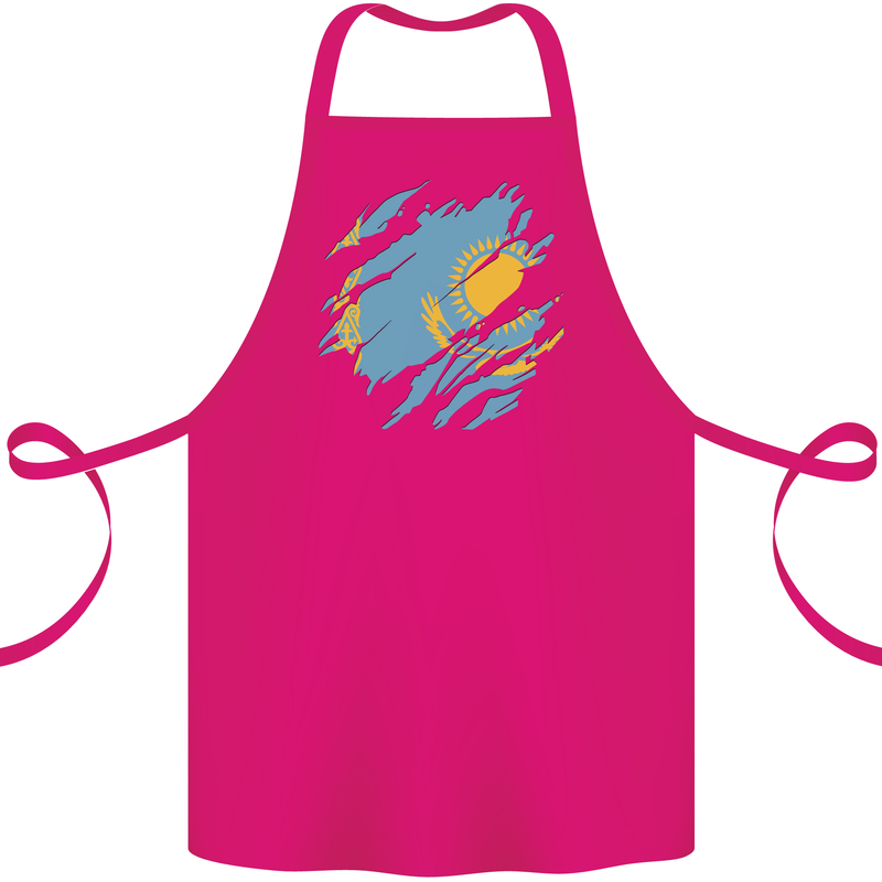 Torn Kazakhstan Flag Kazakh Day Football Cotton Apron 100% Organic Pink