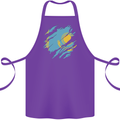 Torn Kazakhstan Flag Kazakh Day Football Cotton Apron 100% Organic Purple