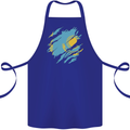 Torn Kazakhstan Flag Kazakh Day Football Cotton Apron 100% Organic Royal Blue