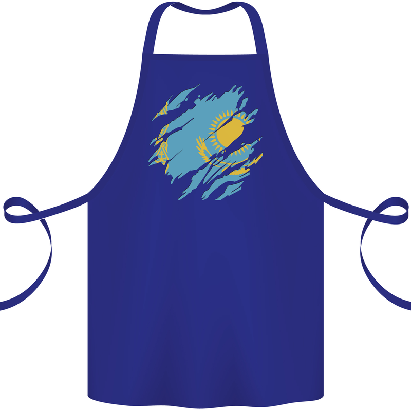 Torn Kazakhstan Flag Kazakh Day Football Cotton Apron 100% Organic Royal Blue