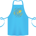 Torn Kazakhstan Flag Kazakh Day Football Cotton Apron 100% Organic Turquoise