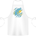 Torn Kazakhstan Flag Kazakh Day Football Cotton Apron 100% Organic White