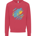 Torn Kazakhstan Flag Kazakh Day Football Kids Sweatshirt Jumper Heliconia