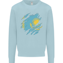 Torn Kazakhstan Flag Kazakh Day Football Kids Sweatshirt Jumper Light Blue