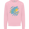 Torn Kazakhstan Flag Kazakh Day Football Kids Sweatshirt Jumper Light Pink
