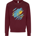 Torn Kazakhstan Flag Kazakh Day Football Kids Sweatshirt Jumper Maroon