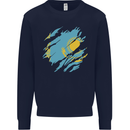 Torn Kazakhstan Flag Kazakh Day Football Kids Sweatshirt Jumper Navy Blue