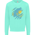Torn Kazakhstan Flag Kazakh Day Football Kids Sweatshirt Jumper Peppermint