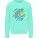 Torn Kazakhstan Flag Kazakh Day Football Kids Sweatshirt Jumper Peppermint