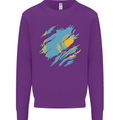 Torn Kazakhstan Flag Kazakh Day Football Kids Sweatshirt Jumper Purple