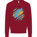 Torn Kazakhstan Flag Kazakh Day Football Kids Sweatshirt Jumper Red
