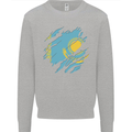 Torn Kazakhstan Flag Kazakh Day Football Kids Sweatshirt Jumper Sports Grey