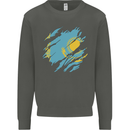 Torn Kazakhstan Flag Kazakh Day Football Kids Sweatshirt Jumper Storm Grey