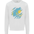 Torn Kazakhstan Flag Kazakh Day Football Kids Sweatshirt Jumper White