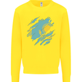 Torn Kazakhstan Flag Kazakh Day Football Kids Sweatshirt Jumper Yellow