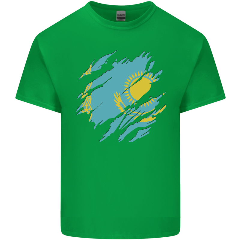 Torn Kazakhstan Flag Kazakh Day Football Kids T-Shirt Childrens Irish Green