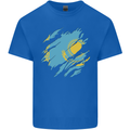 Torn Kazakhstan Flag Kazakh Day Football Kids T-Shirt Childrens Royal Blue