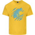 Torn Kazakhstan Flag Kazakh Day Football Kids T-Shirt Childrens Yellow