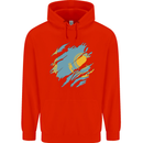 Torn Kazakhstan Flag Kazakh Day Football Mens 80% Cotton Hoodie Bright Red