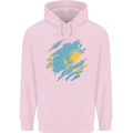 Torn Kazakhstan Flag Kazakh Day Football Mens 80% Cotton Hoodie Light Pink