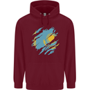 Torn Kazakhstan Flag Kazakh Day Football Mens 80% Cotton Hoodie Maroon