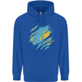 Torn Kazakhstan Flag Kazakh Day Football Mens 80% Cotton Hoodie Royal Blue