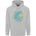 Torn Kazakhstan Flag Kazakh Day Football Mens 80% Cotton Hoodie Sports Grey